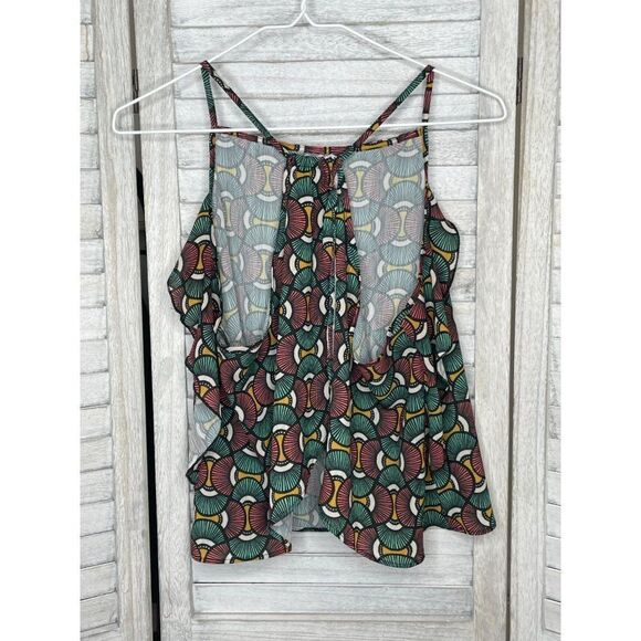 LFT Tank Top Green Yellow Pink Fan Print Size Large - Picture 4 of 8